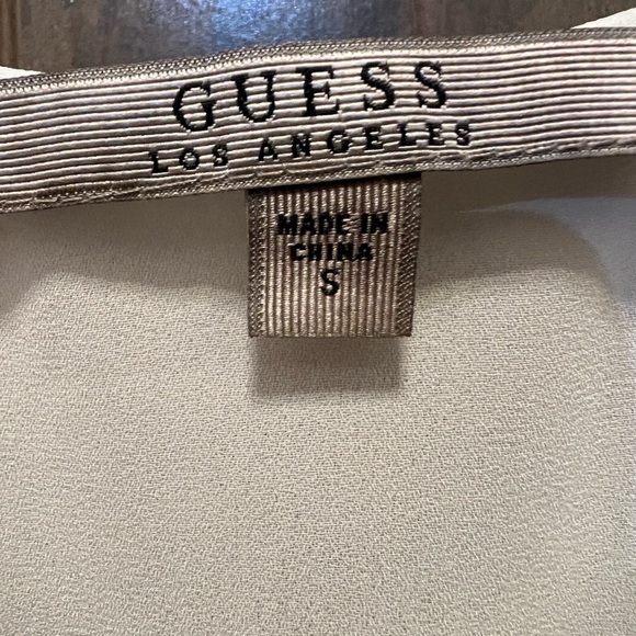 #695. Guess White Sheer Chiffon Spaghetti Strap Crop Top. Size Small. - Picture 4 of 9